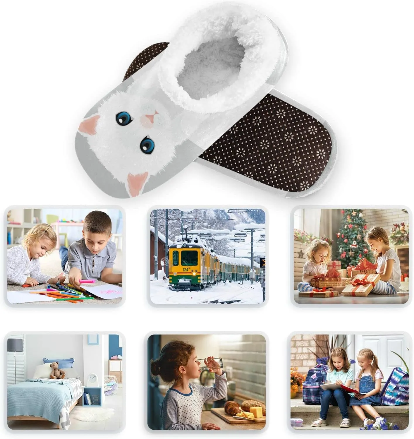 Boccsty Boys Girls House Slippers Kids toddler Home Shoes Winter Indoor shoes XS-S