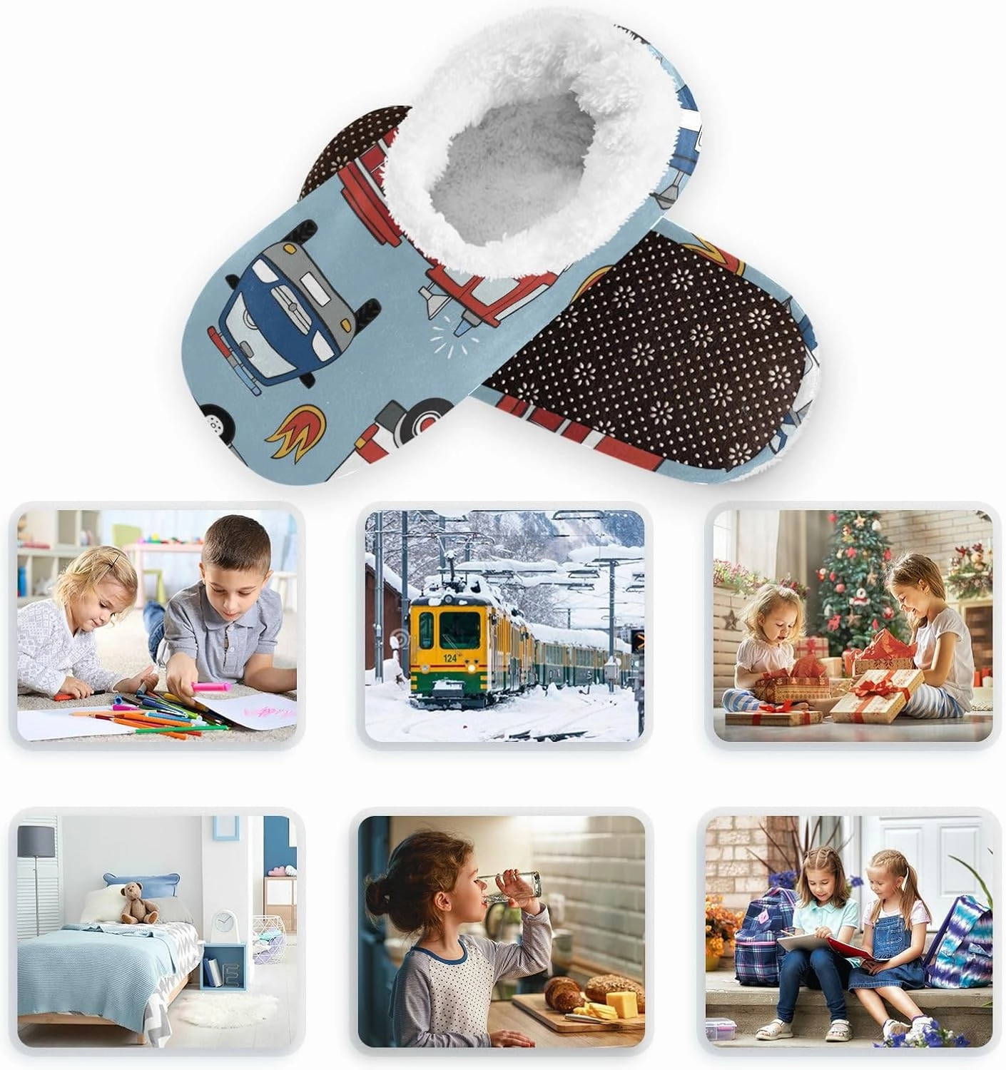 Boccsty Toddler Boys Girls Warm Slippers House Slippers Kids Home Shoes Winter Indoor shoes XS-S