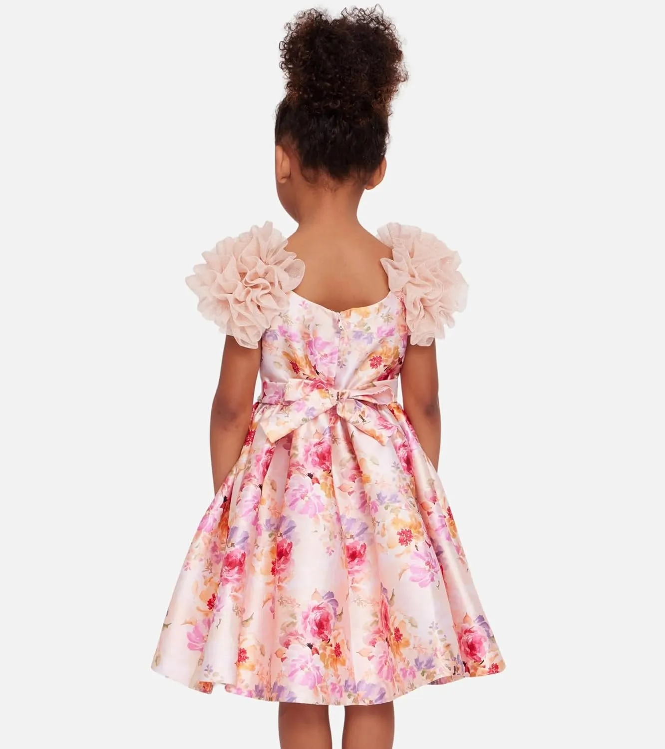 Bonnie Jean Girls Size 12M-16 Floral Mikado Bow Special Occasion Dress
