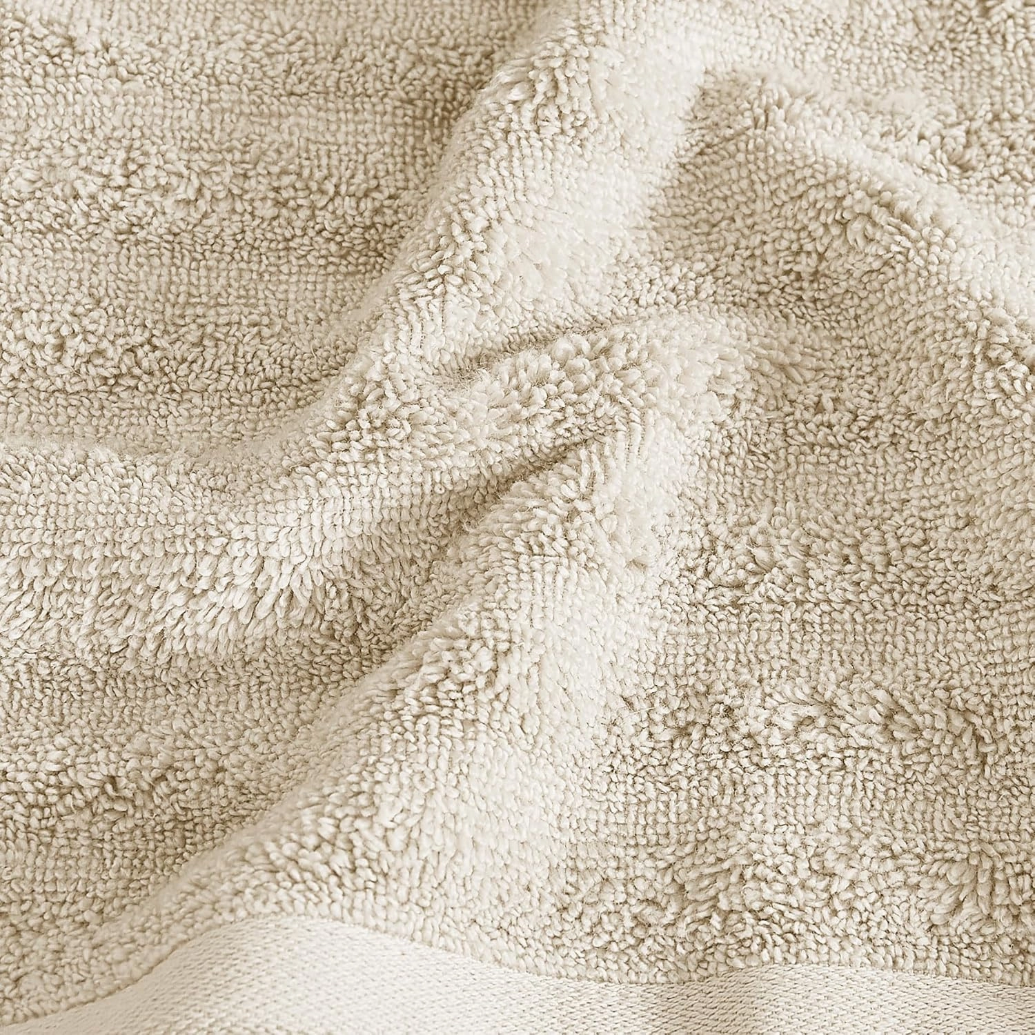 Borghese Ribbed Zero Twist Beige 6 Piece Towel Set, Solid Color, Oeko-TEX Certified