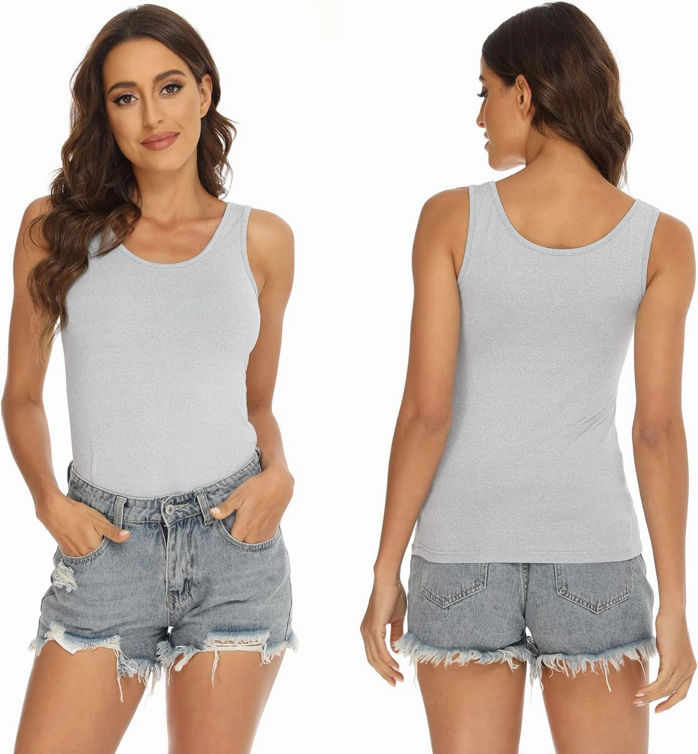 BQTQ 5 Pcs Basic Tank Tops for Women Undershirt Tank Top Sleeveless Under Shirts