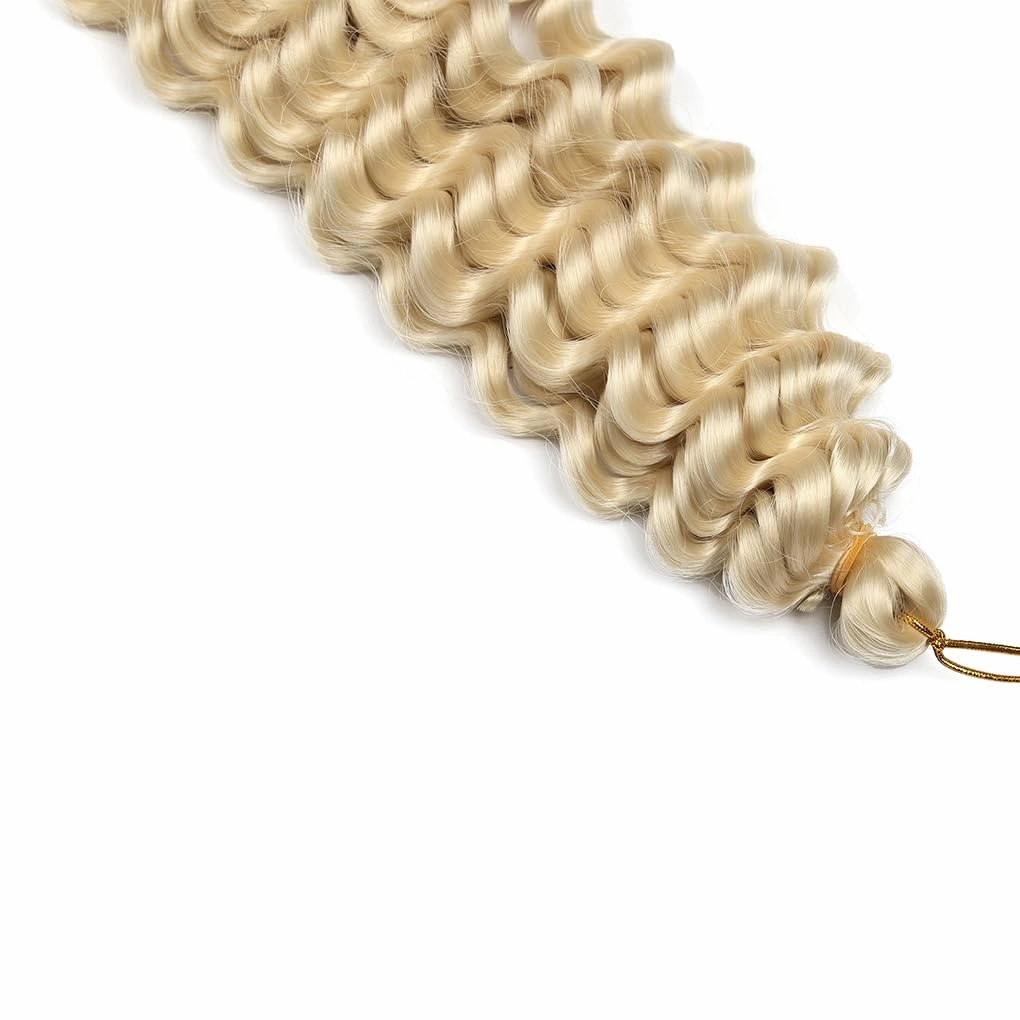 Braiding Hair Beige 22 Inch 3 Bundles Deep Wave Bulk Hair Extensions for Boho Braids Ocean Wave Crochet Hair Extensions for Braiding Curly Synthetic Braids Hair 613#