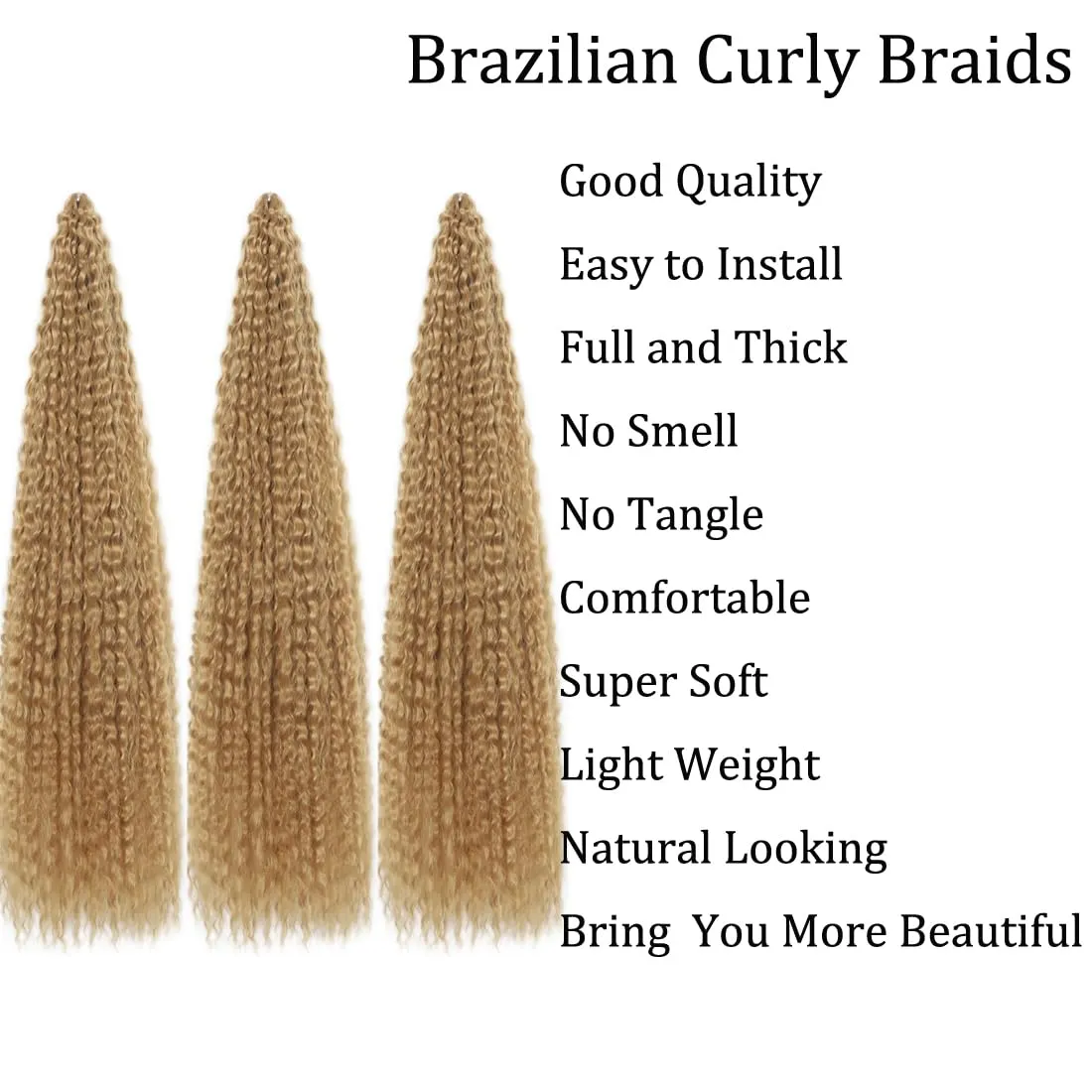 Brazilian Curly Braids Crochet Twist Hair 30inches 3Packs Afro Kinky Curly Braiding Hair Extensions Deep Curly Crochet Hair Synthetic Water Wave Braid Hair(30Inch,27#)