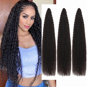 Brazilian Curly Braids Crochet Twist Hair 30inches 3Packs Afro Kinky Curly Braiding Hair Extensions Deep Curly Crochet Hair Synthetic Water Wave Braid Hair(30Inch,4#)