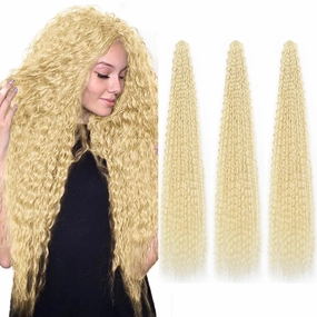 Brazilian Curly Braids Crochet Twist Hair 30inches 3Packs Afro Kinky Curly Braiding Hair Extensions Deep Curly Crochet Hair Synthetic Water Wave Braid Hair(30Inch,613#)