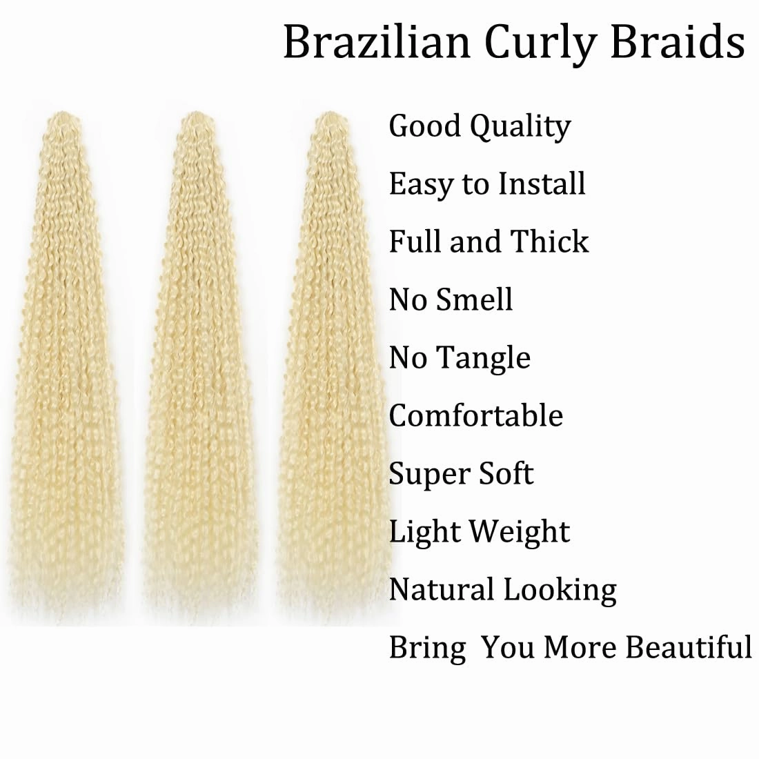 Brazilian Curly Braids Crochet Twist Hair 30inches 3Packs Afro Kinky Curly Braiding Hair Extensions Deep Curly Crochet Hair Synthetic Water Wave Braid Hair(30Inch,613#)