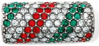 Brighton Collectibles Glitter Long Bead Red Green Clear Crystal Multicolor