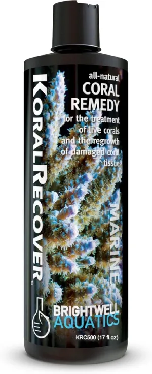 Brightwell Aquatics Koral Recover - Coral Remedy for Treatment of Live Corals & Regrowth of Damaged Coral Tissue, 500ml, 500-ML (KRC500)