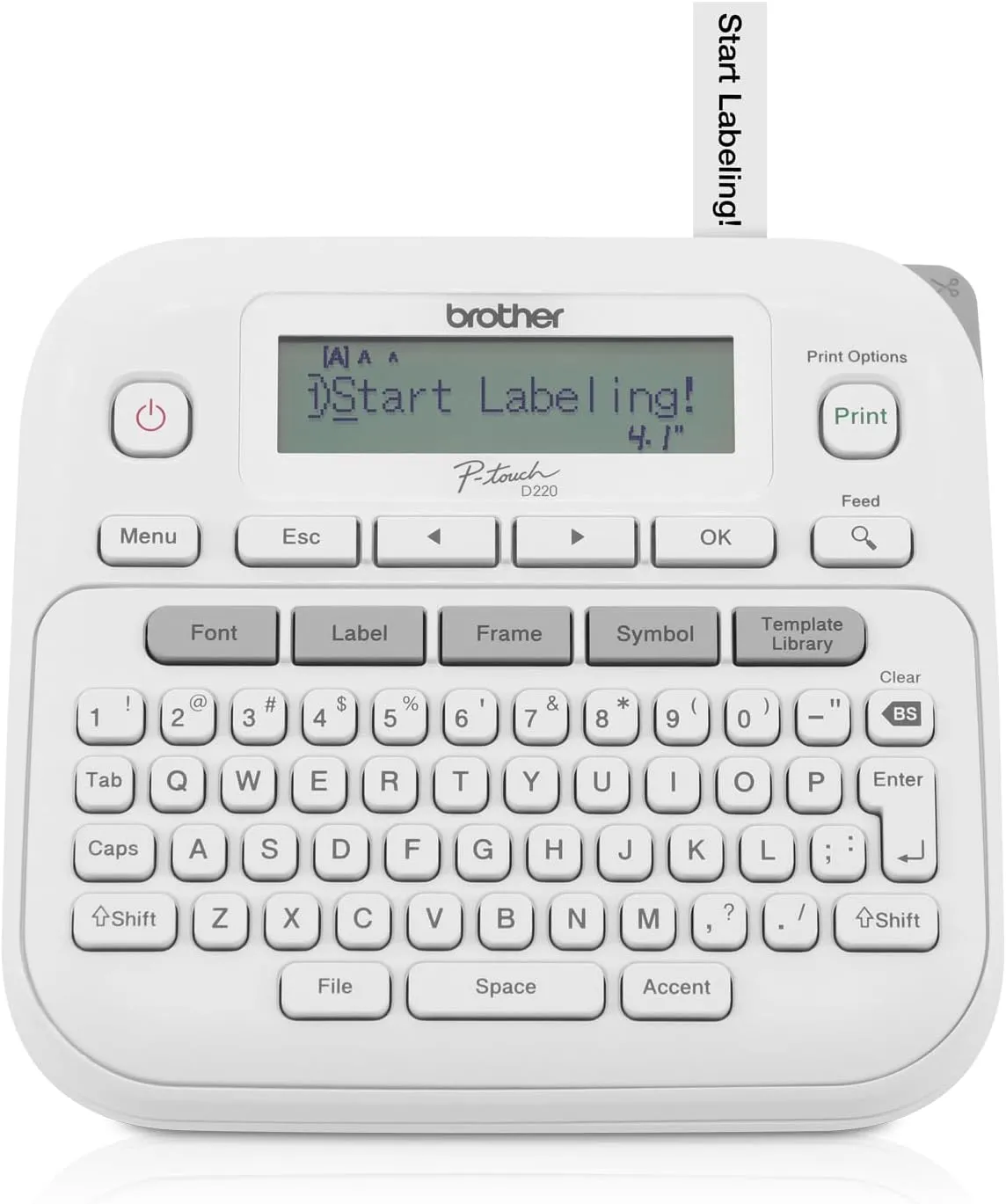 Brother P-Touch Label Maker, PTD220, Thermal, Inkless Printer for Home & Office, Portable & Lightweight, QWERTY Keyboard, One-Touch Keys & 25 Pre-Set Label Templates Label Memory (Renewed Premium)