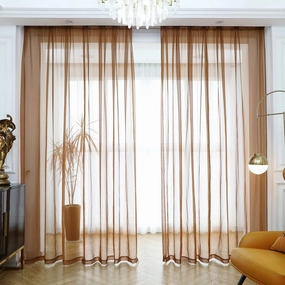 Brown Sheer Curtains 84 Inches Length 2 Panels Set Window Sheer Curtains Basic Rod Pocket for Bedroom Children Living Room Yard Kitchen