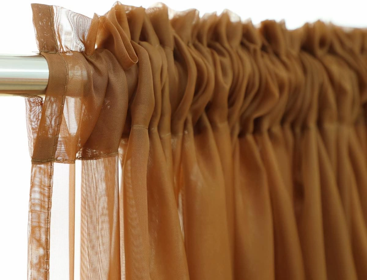 Brown Sheer Curtains 84 Inches Length 2 Panels Set Window Sheer Curtains Basic Rod Pocket for Bedroom Children Living Room Yard Kitchen