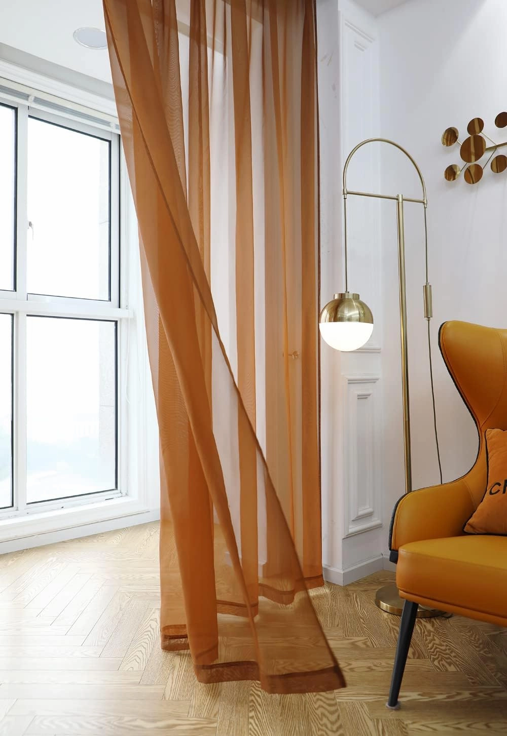 Brown Sheer Curtains 84 Inches Length 2 Panels Set Window Sheer Curtains Basic Rod Pocket for Bedroom Children Living Room Yard Kitchen