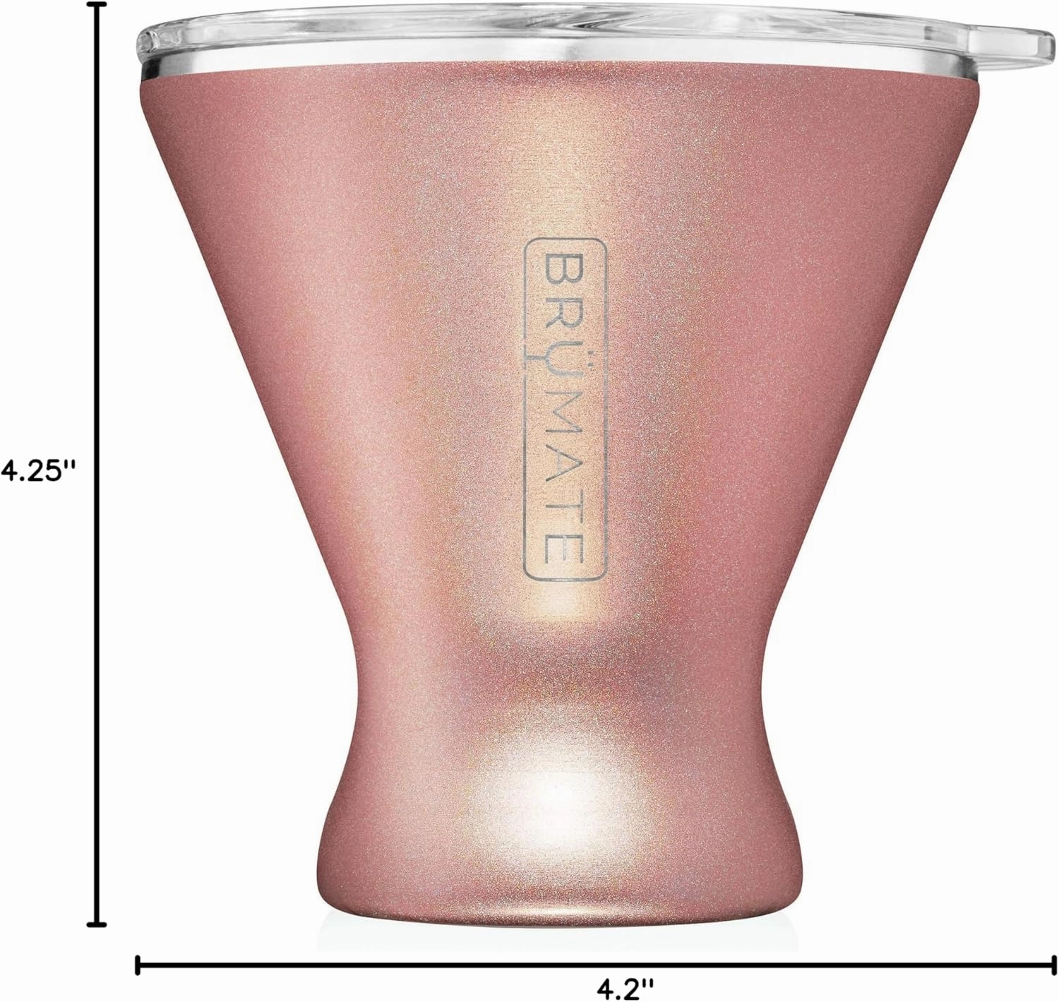 BrüMate MargTini 10oz Martini Margarita Tumbler - Made With Vacuum-Insulated Stainless Steel (Glitter Rose Gold)