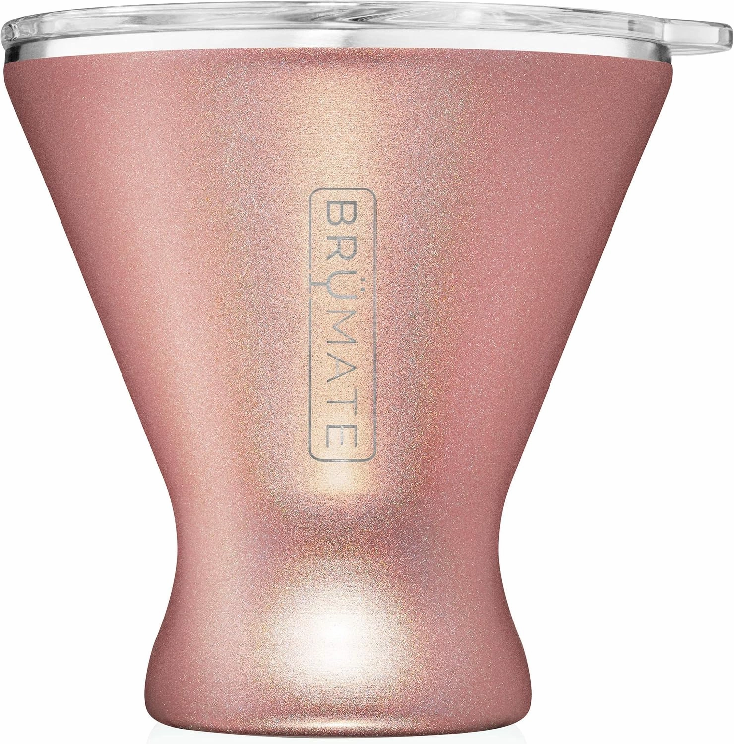 BrüMate MargTini 10oz Martini Margarita Tumbler - Made With Vacuum-Insulated Stainless Steel (Glitter Rose Gold)