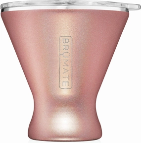 BrüMate MargTini 10oz Martini Margarita Tumbler - Made With Vacuum-Insulated Stainless Steel (Glitter Rose Gold)