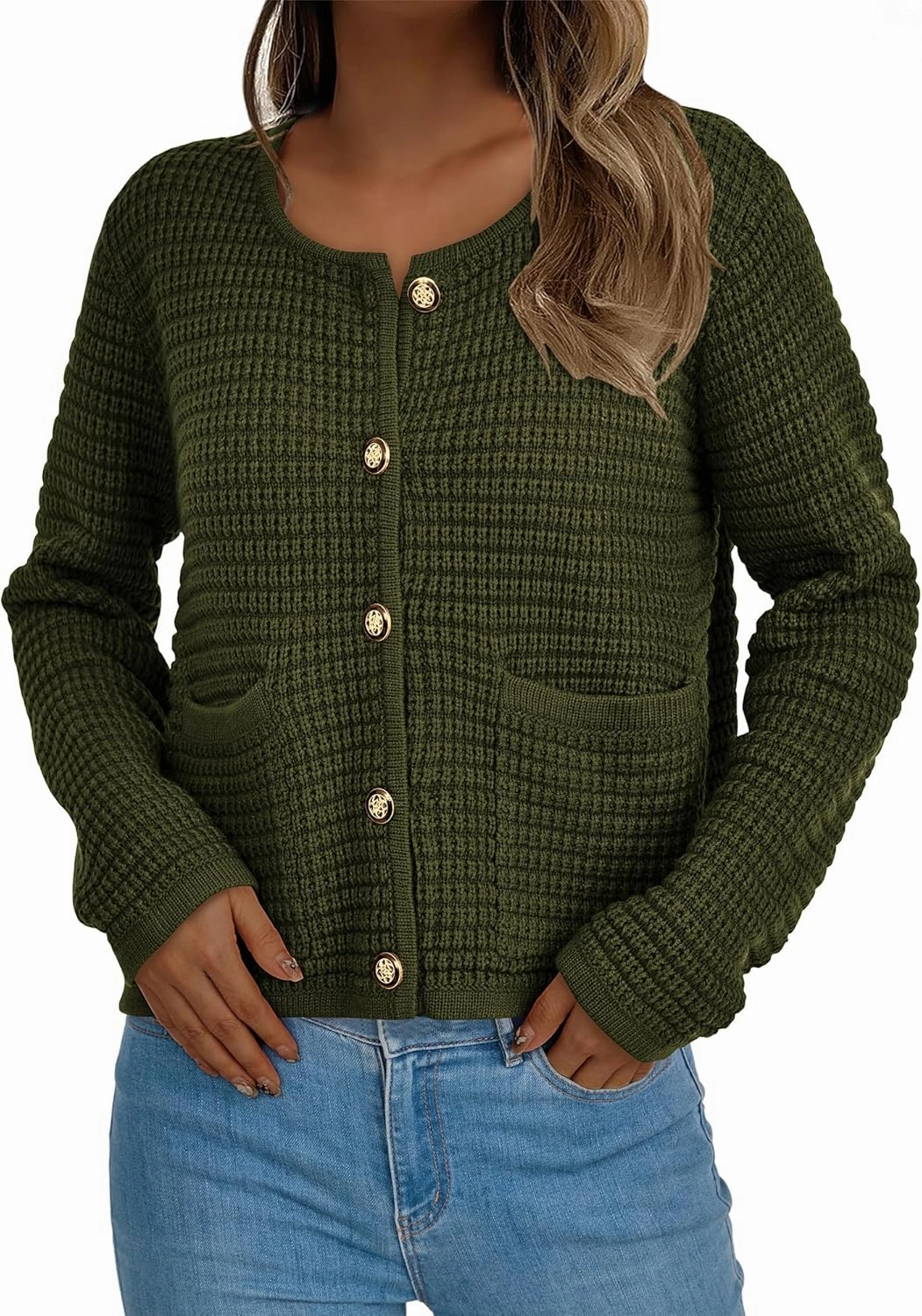 BTFBM Women Cardigan Sweaters Fall Fashion 2024 Button Down Long Sleeve Chunky Knit Open Front Tweed Jacket Outerwear