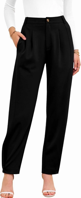 BTFBM Women's 2025 Casual Button Down Pants Elastic High Waist Business Work Trousers Long Straight Slacks with Pockets