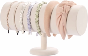 ByKen T-bar Headband Holder Organizer,Hair Band Ear Jewelry Accessories Display Stand for Girls(Beige Velvet)