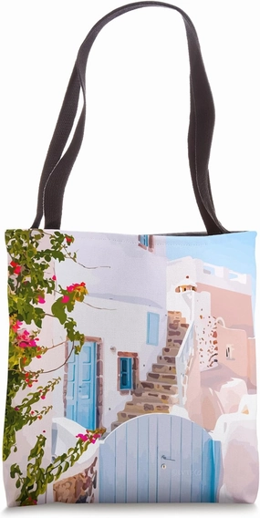 Calm Village Scenery from Santorini, Greece Travel Style Tote Bag