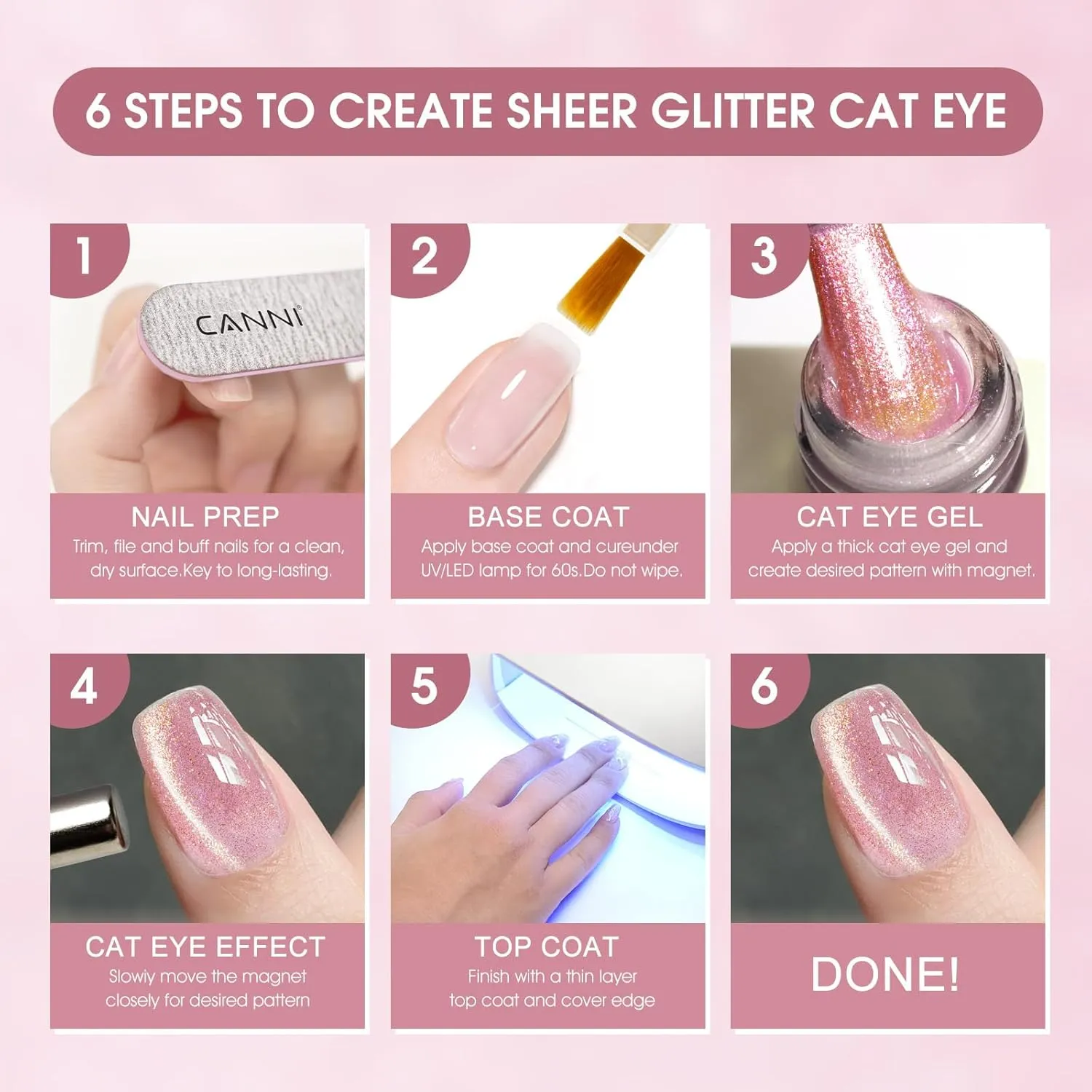 CANNI 8 Pcs 9 ML Glitter Gel Nail Polish Set, Shimmer Sparkly Pink Yellow White Purple Blue Green Colors Gel Polish Kit Soak Off Led Nail Art Gel Manicure Salon DIY Gifts