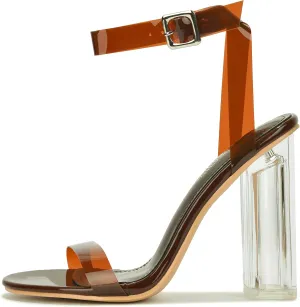 Cape Robbin Maria-7 Seller Lucite Clear Perspex Glitter Block Heel Sandals Black