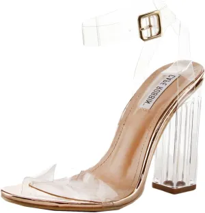 Cape Robbin Maria-7 Seller Lucite Clear Perspex Glitter Block Heel Sandals Black