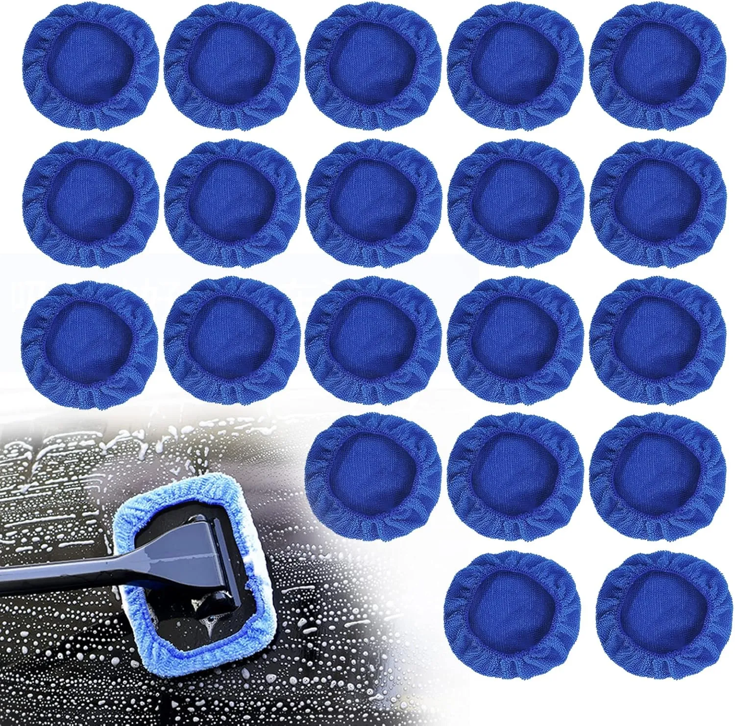 Car Windshield Cleaning Tool Bonnets 20 Pack Car Care Microfiber Cloths for Windshield Cleaner Tool, Windshield Cleaner Wand Replaceable Glass Cleaning Bonnets, Fit 5” Plate