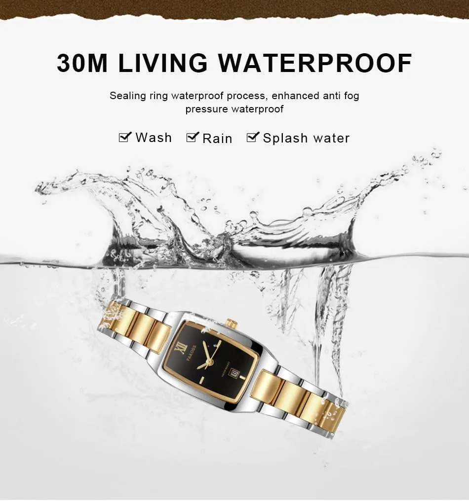 CARLIEN Gold Silver Tone Small Luxury Analog Quartz Watches for Women Calendar Waterproof Stainless Steel Ladies Bracelet Wristwatch