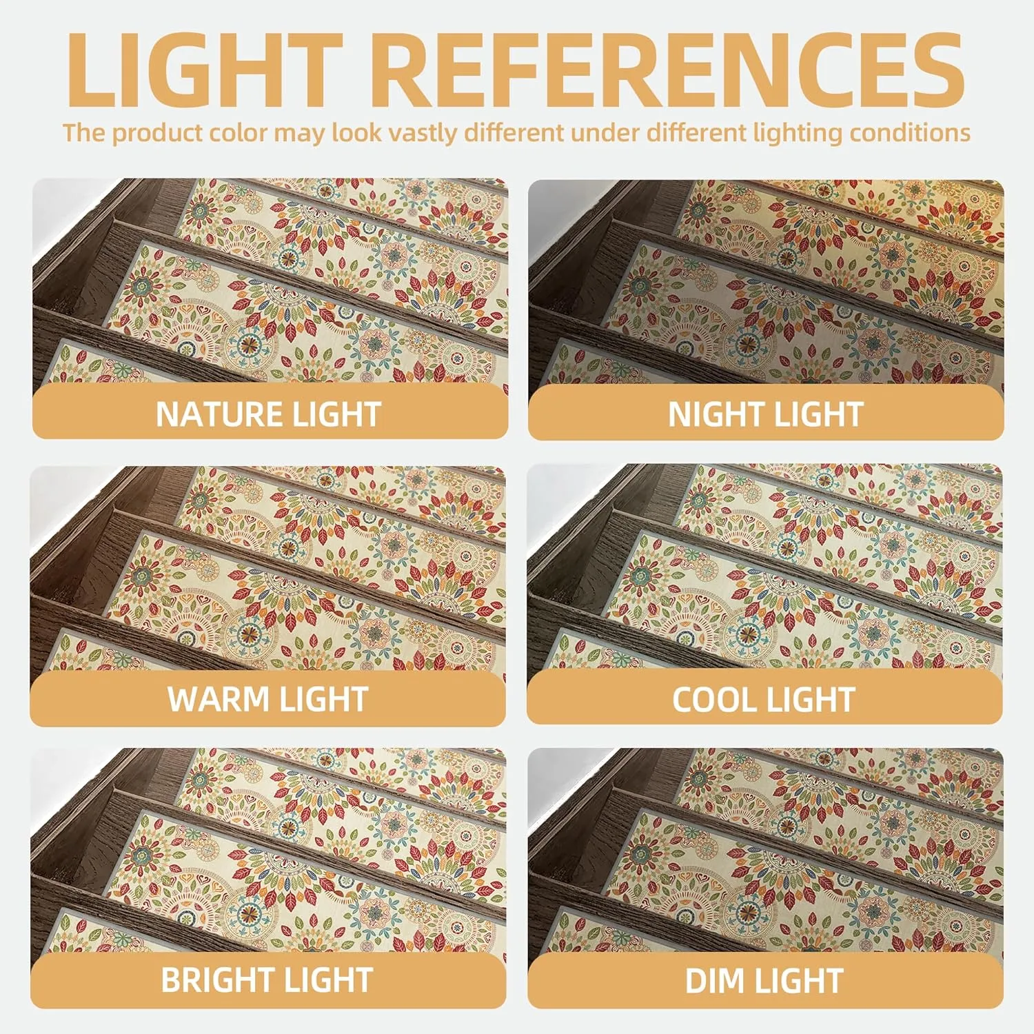 Carpet Stair Treads Non Slip 4PCS, 8" X 30" Edging Stair Runner for Wooden Steps Indoor, Resistant Stair Rugs with Reusable TPE Adhesive Backing, Residue Free Mat for Kids, Elders, Beige&Red
