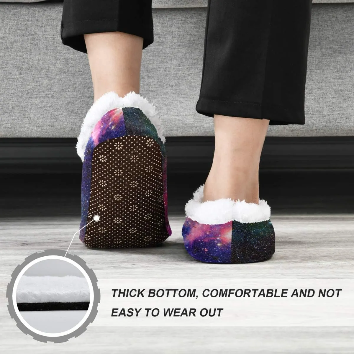 Cartoon Slippers for Women and Men, Womens Coral Fleece Indoor Slippers