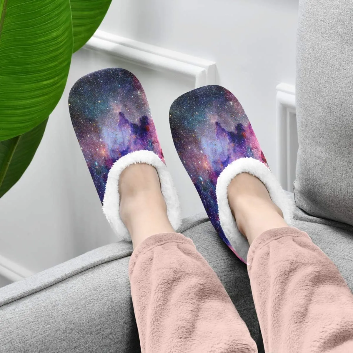 Cartoon Slippers for Women and Men, Womens Coral Fleece Indoor Slippers