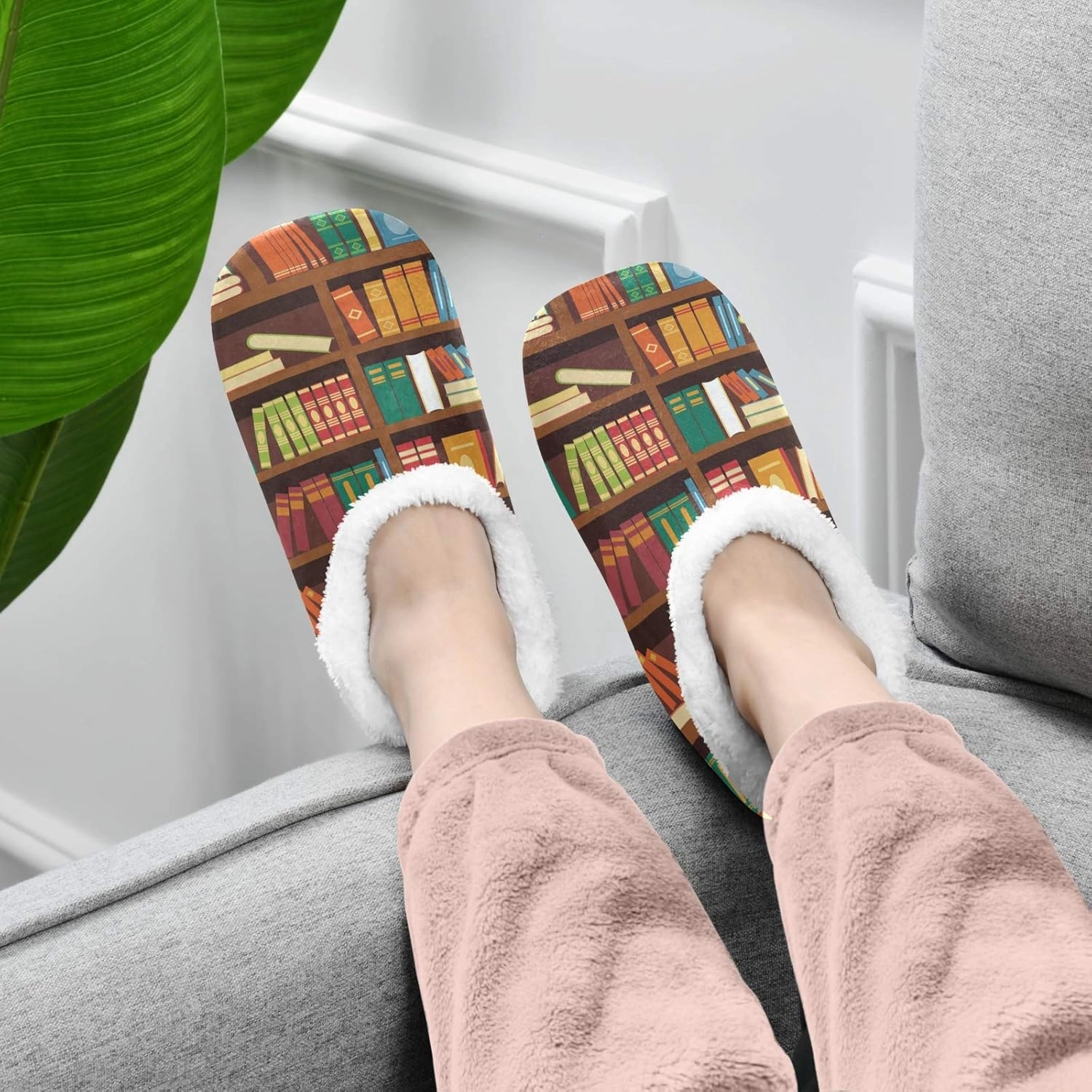 Cartoon Slippers for Women and Men, Womens Coral Fleece Indoor Slippers