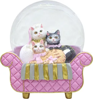 Cat Snow Globes for Girls - 100MM Pink Glitter Glass Snowglobe for Kids, Christmas Snow Globe, Snow Globes Home Office Table Decor Birthday Gift (Pink)
