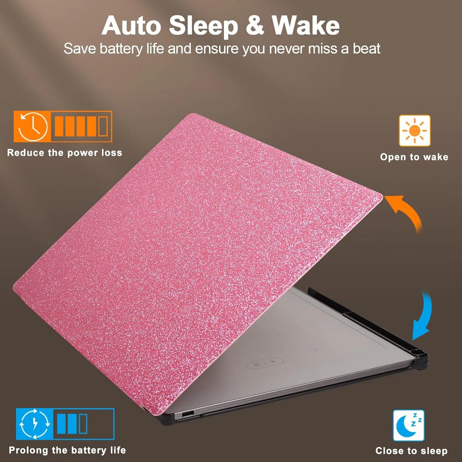 Caweet Case for Remarkable Paper Pro 11.8" 2024, Slim Hard Back Shell Protective Book Folio Cover with Built-in Pen Holder and Auto Wake/Sleep, Glitter Pink
