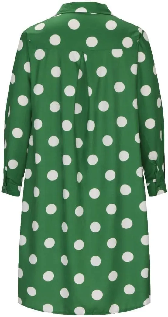 Ceboyel Womens Polka Dots Midi Dress Knee Length Half Sleeve Dresses Casual Loose Shirt Dress Dressy Trendy Summer Outfits