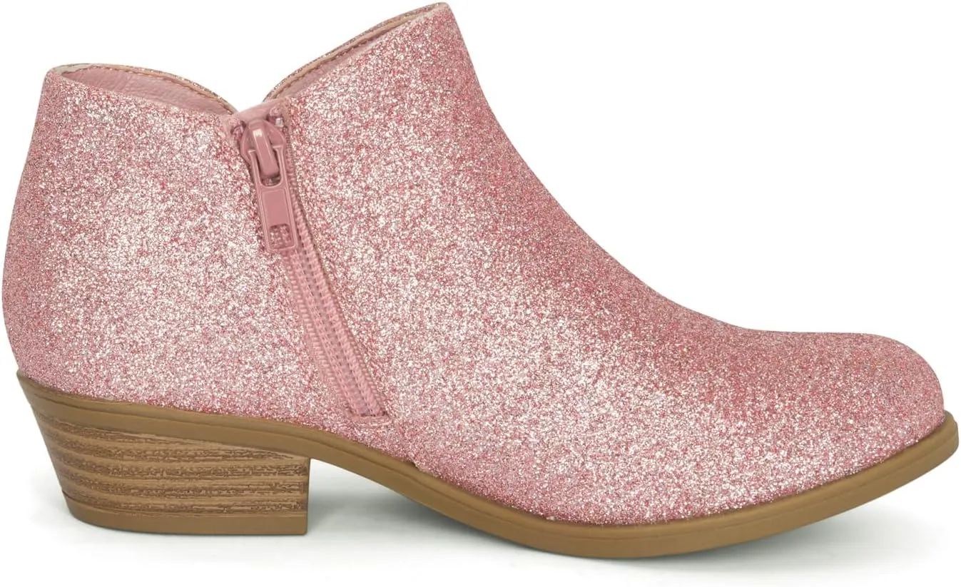 Chariot & Co - Garza IIS- Girls/Kids/Childrens Round Toe Stacked Heel Zipper Western Ankle Boot