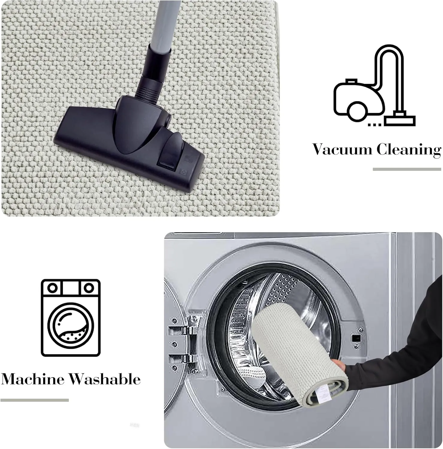 Chenille Light Grey Bathroom Rugs Runner Narrow Long Absorbent Quick Dry Bath Mat Memory Foam Bathroom Carpet Non Slip Washable Bathrug Large,17" x 47"
