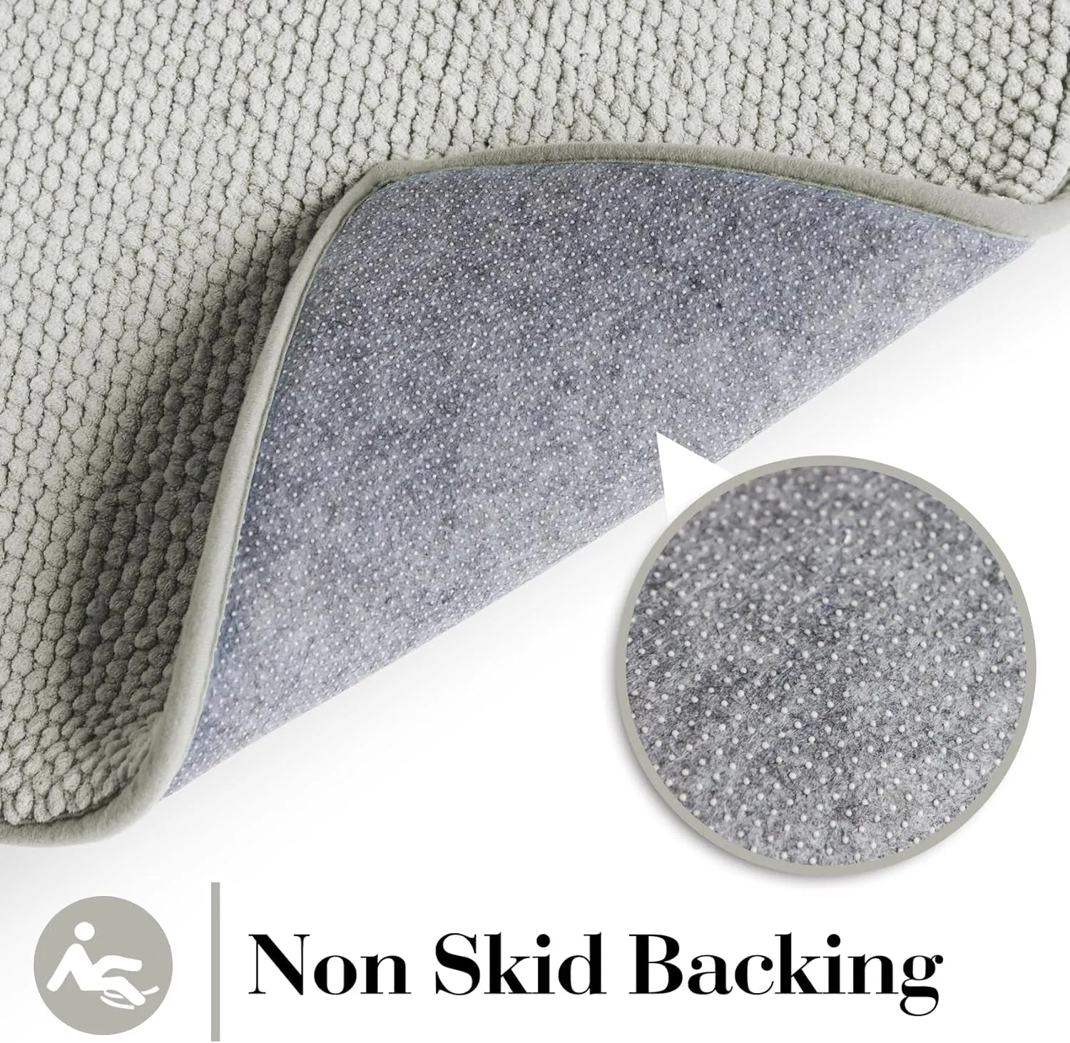 Chenille Light Grey Bathroom Rugs Runner Narrow Long Absorbent Quick Dry Bath Mat Memory Foam Bathroom Carpet Non Slip Washable Bathrug Large,17" x 47"