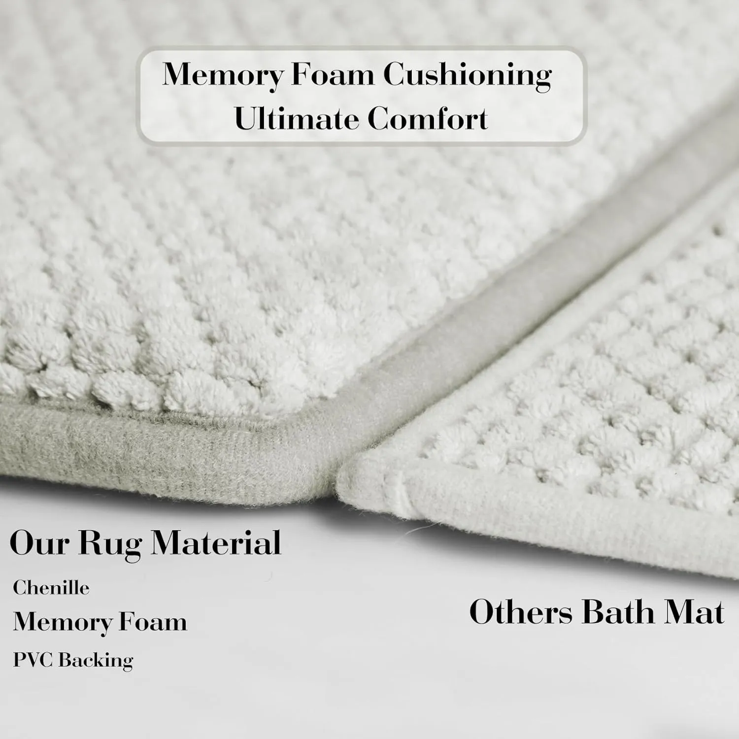 Chenille Light Grey Bathroom Rugs Runner Narrow Long Absorbent Quick Dry Bath Mat Memory Foam Bathroom Carpet Non Slip Washable Bathrug Large,17" x 47"