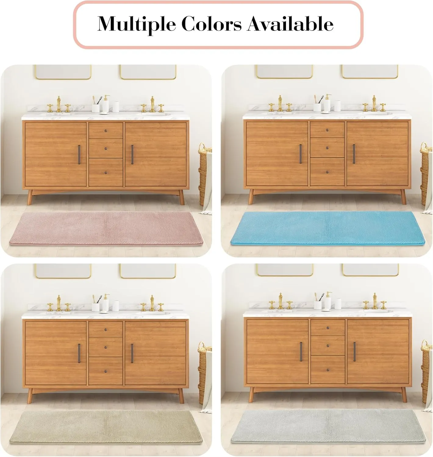 Chenille Light Grey Bathroom Rugs Runner Narrow Long Absorbent Quick Dry Bath Mat Memory Foam Bathroom Carpet Non Slip Washable Bathrug Large,17" x 47"