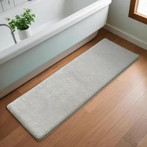 Chenille Light Grey Bathroom Rugs Runner Narrow Long Absorbent Quick Dry Bath Mat Memory Foam Bathroom Carpet Non Slip Washable Bathrug Large,17" x 47"