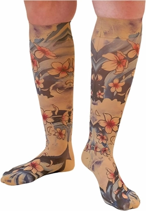 Cherry Blossom Beige Medical Graduated Compression Sock Pair 30-40mmHg