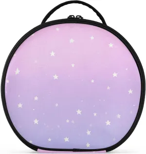 Childish Star Peach Purple Cosmetics Bag with Compartments & Handle Zipper Capacity Travel Cosmetic Bag with adjustable dividers 11 IN