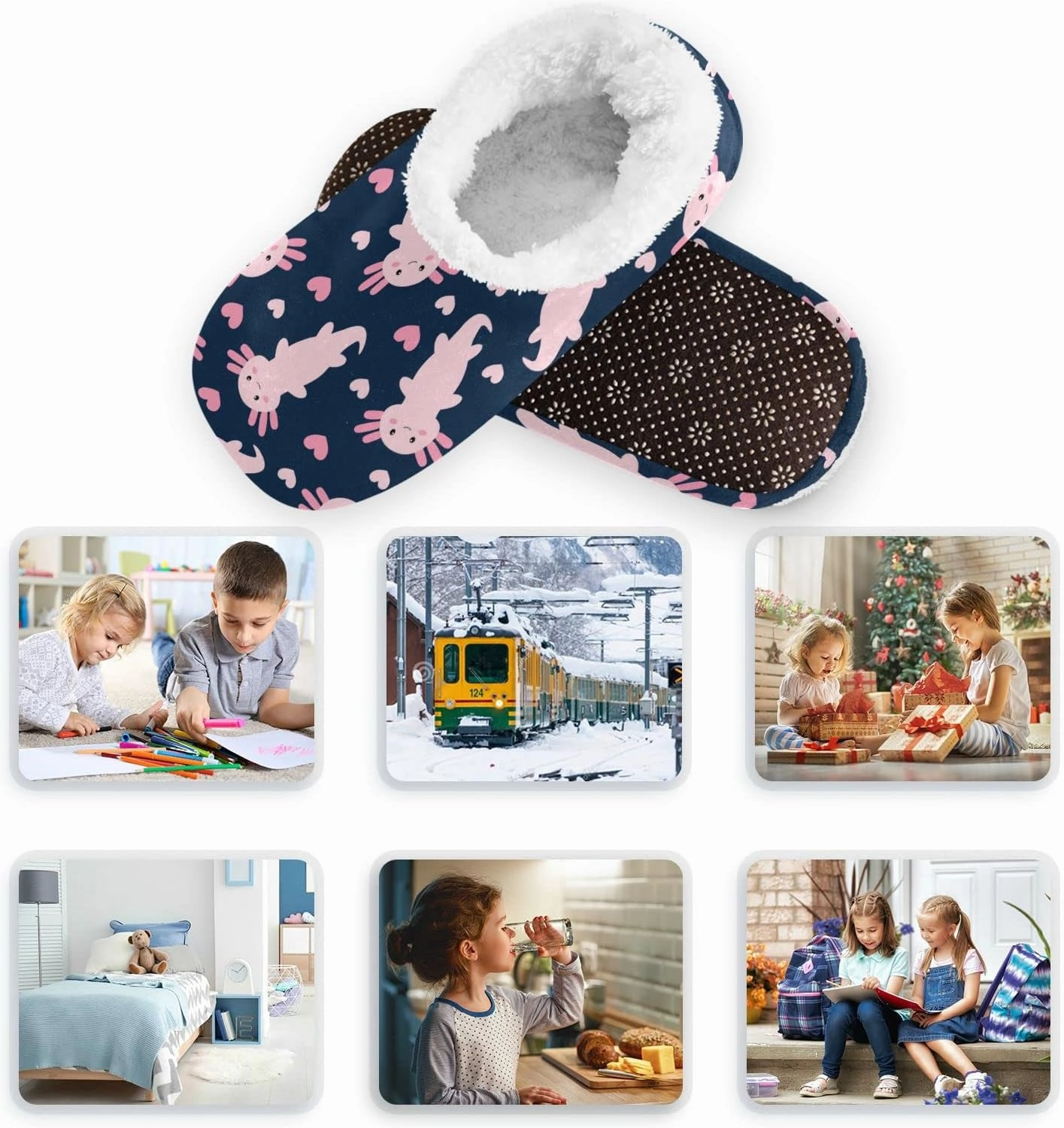 Christmas Boys Girls House Slippers Kids toddler Home Shoes Winter Indoor shoes XS