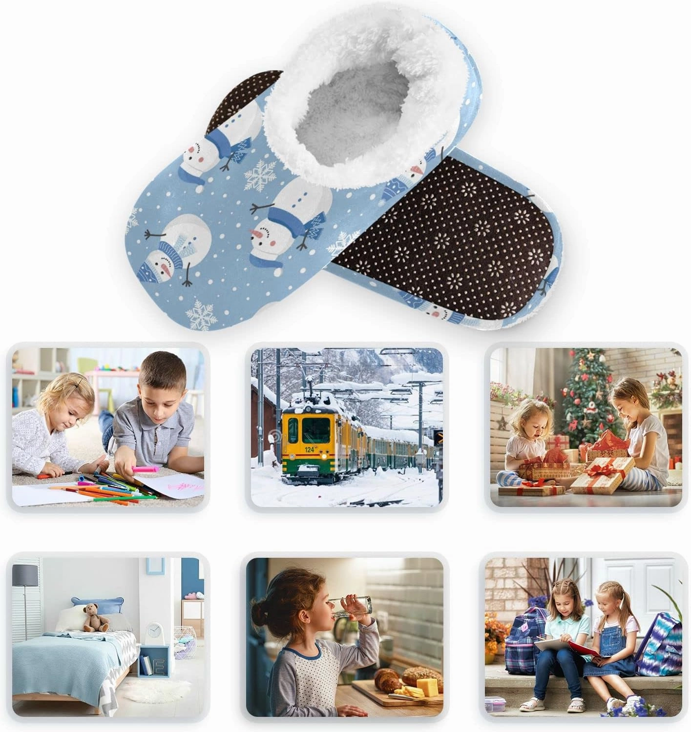 Christmas Boys Girls House Slippers Kids toddler Home Shoes Winter Indoor shoes XS