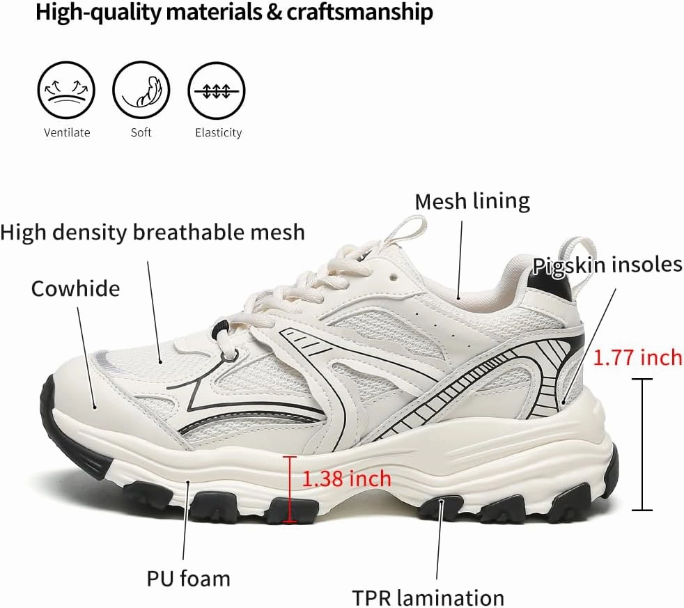 Chunky Sneakers for Women Lace Up Fashion Walking Shoes Platform Casual Running Shoes Silver Tennis Shoes