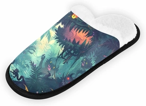 City at Dusk Mens Slip on Slippers, Home Slippers Portable Hospital Slippers with Storage Bag