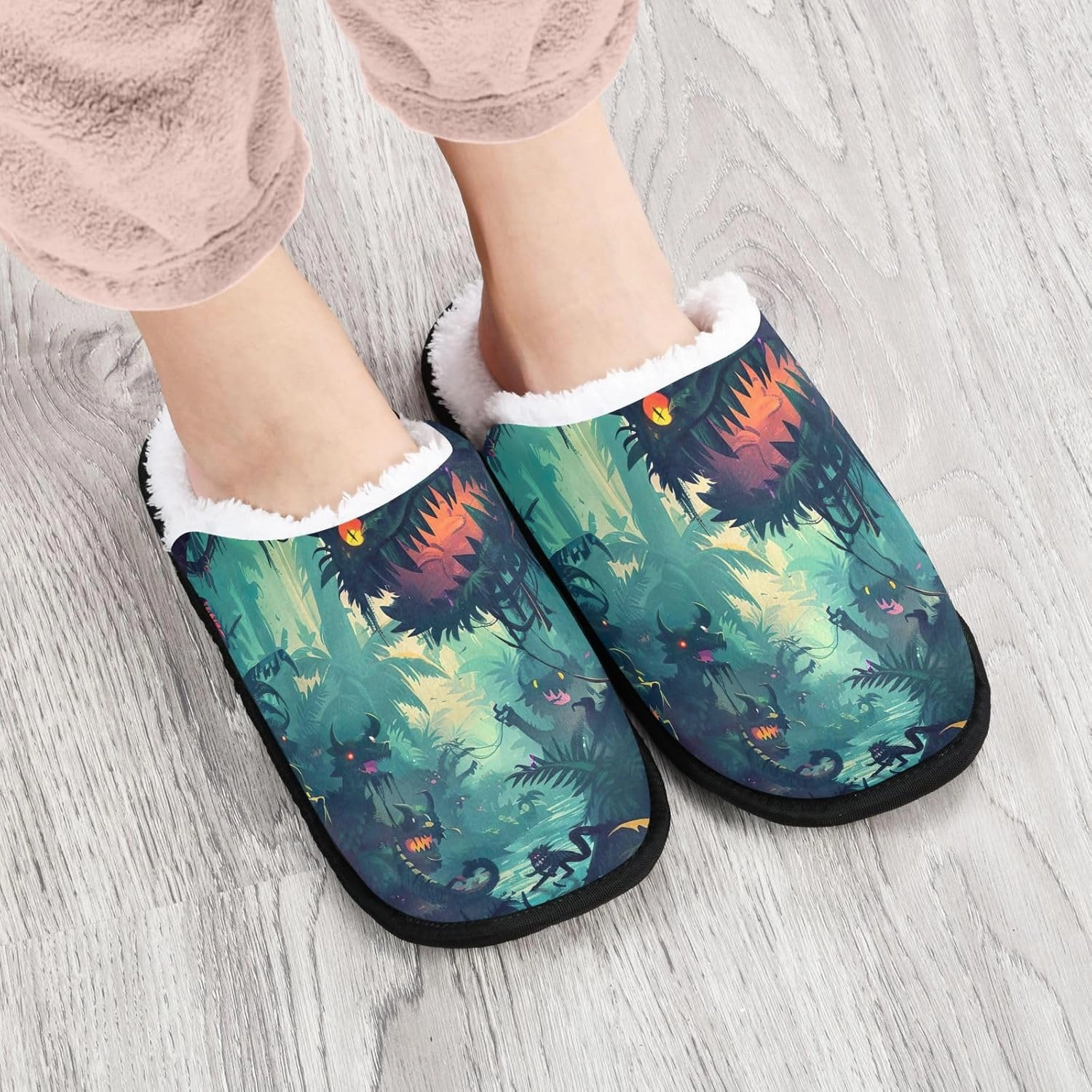 City at Dusk Mens Slip on Slippers, Home Slippers Portable Hospital Slippers with Storage Bag