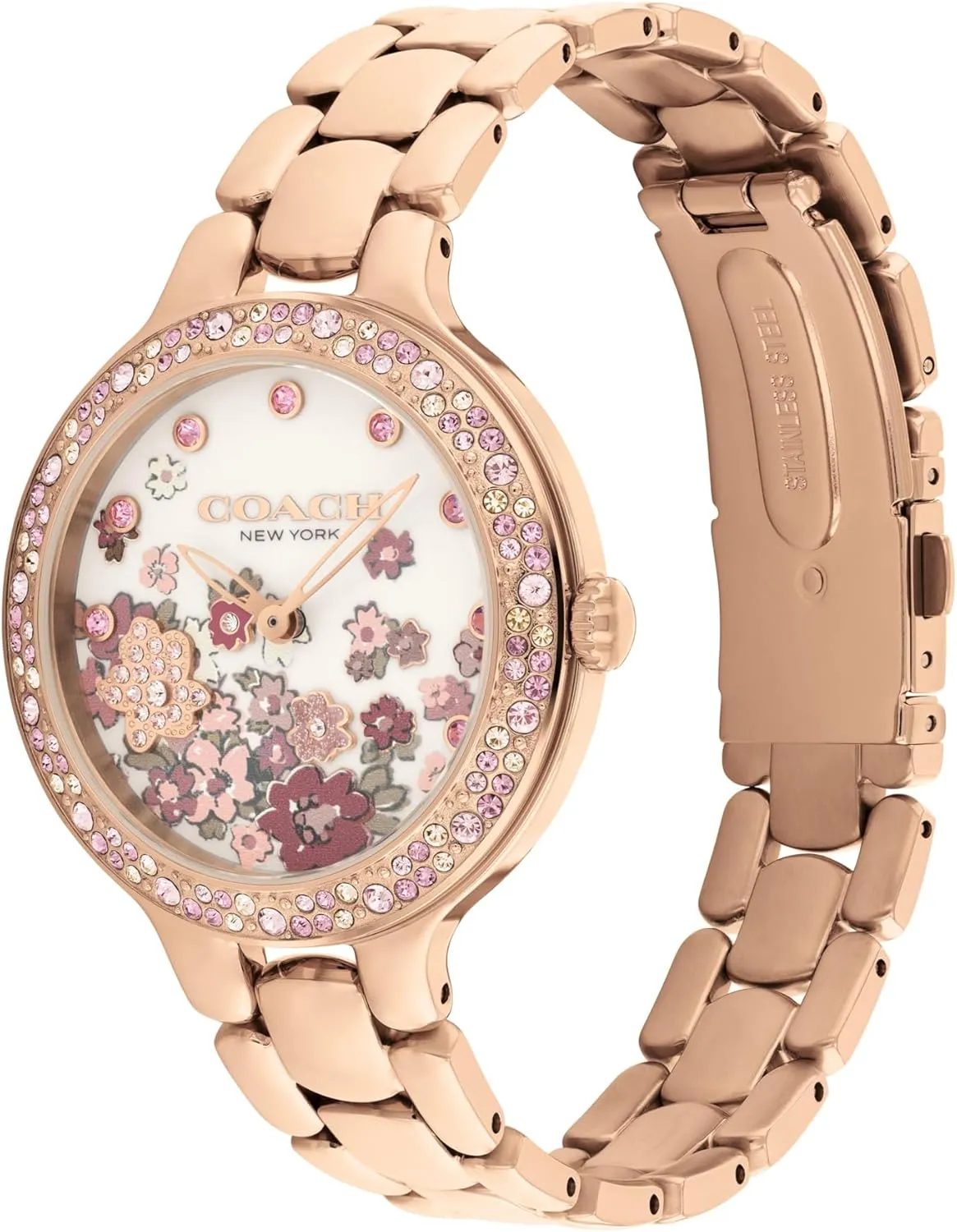 COACH Chelsea Women's 2H Quartz Watch - 36mm Stainless Steel Bracelet - Crystal-Set Bezel with Floral Design - Premium Fashion Timepiece - Gift for Her
