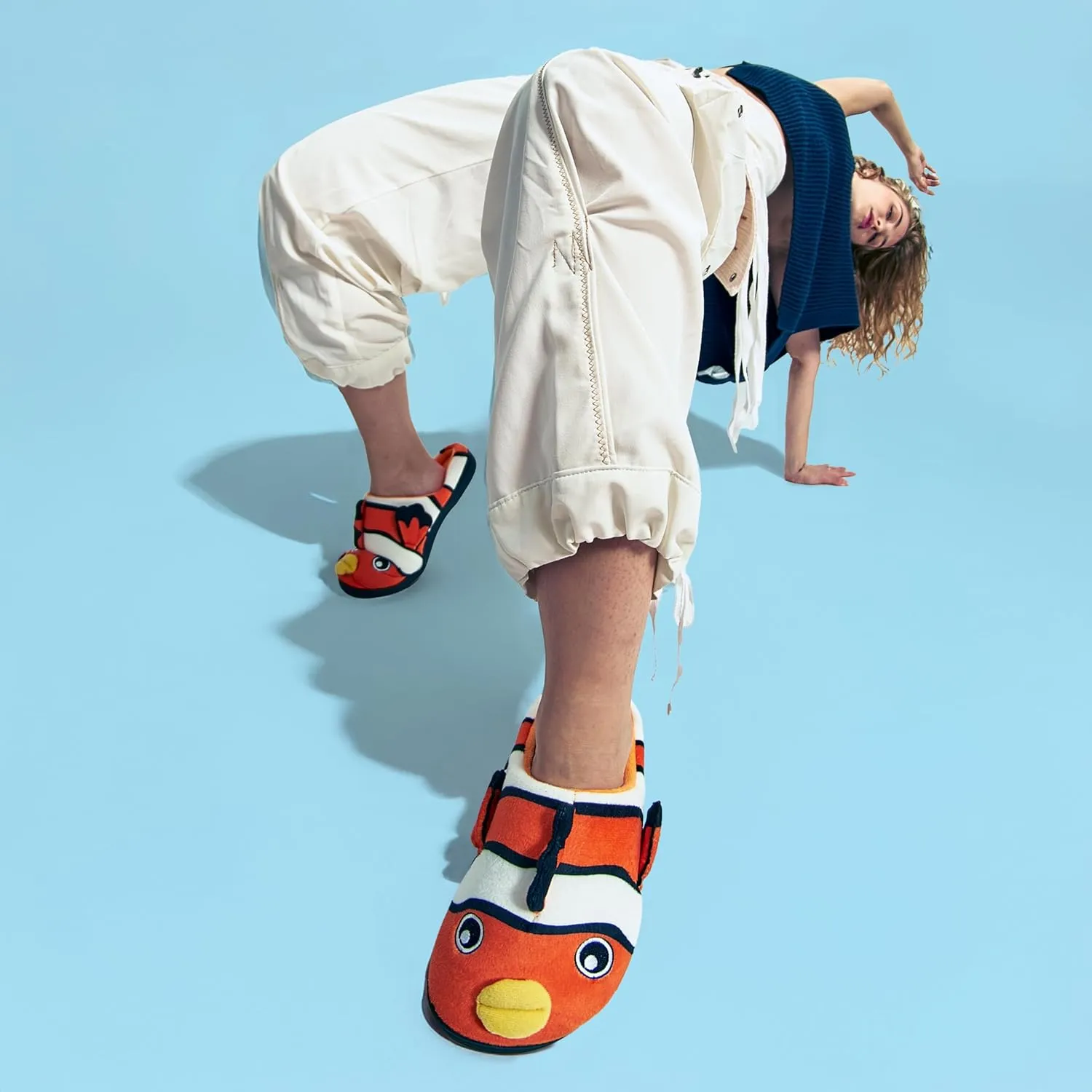 Coddies Clownfish Slippers | Funny Fish Slippers for Men, Women & Kids | Plush Animal House Shoes - Memory Foam Soles - Christmas Gifts